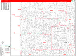 Coral Springs Wall Map Zip Code Red Line Style 2026